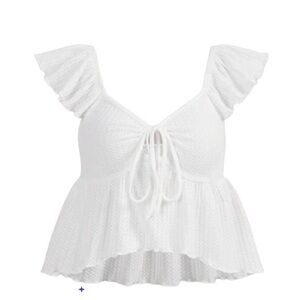 NWT Shein White Ruffle Tank Crop Top Lightweight Textured M